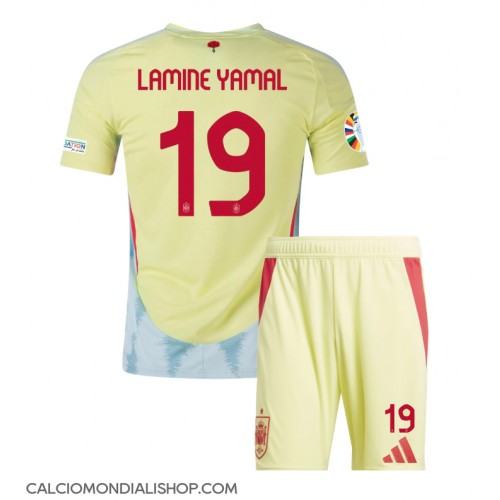 Maglie da calcio Spagna Lamine Yamal #19 Seconda Maglia Bambino Europei 2024 Manica Corta (+ Pantaloni corti)